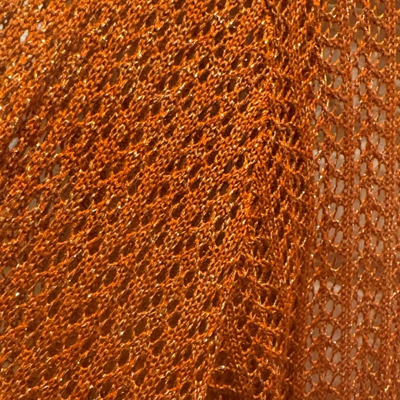 By Design Open Front Knit Cardigan in Burnt Orange with Gold Thread - Picture 5 of 7